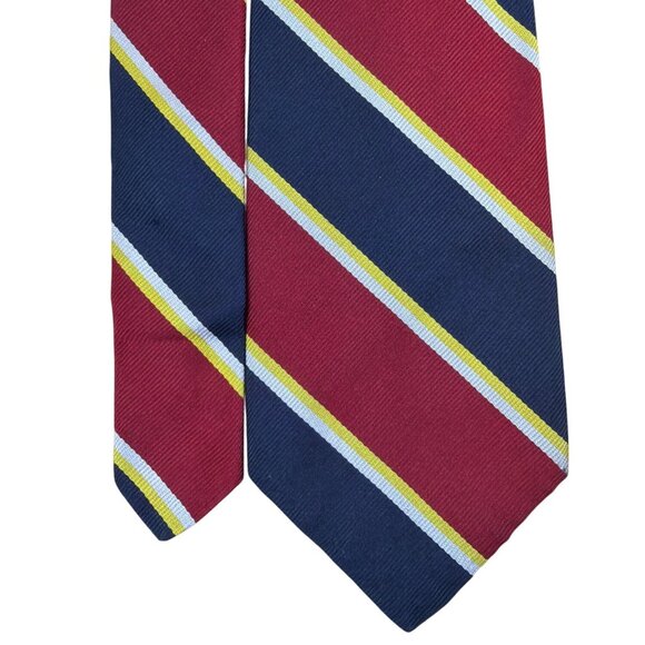 Vintage Brooks Brothers Red & Navy Silk Striped Tie 58" Classic Formal Accessory - Picture 3 of 7